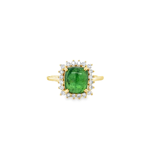 14KT YELLOW GOLD TSAVORITE AND DIAMONDS RING