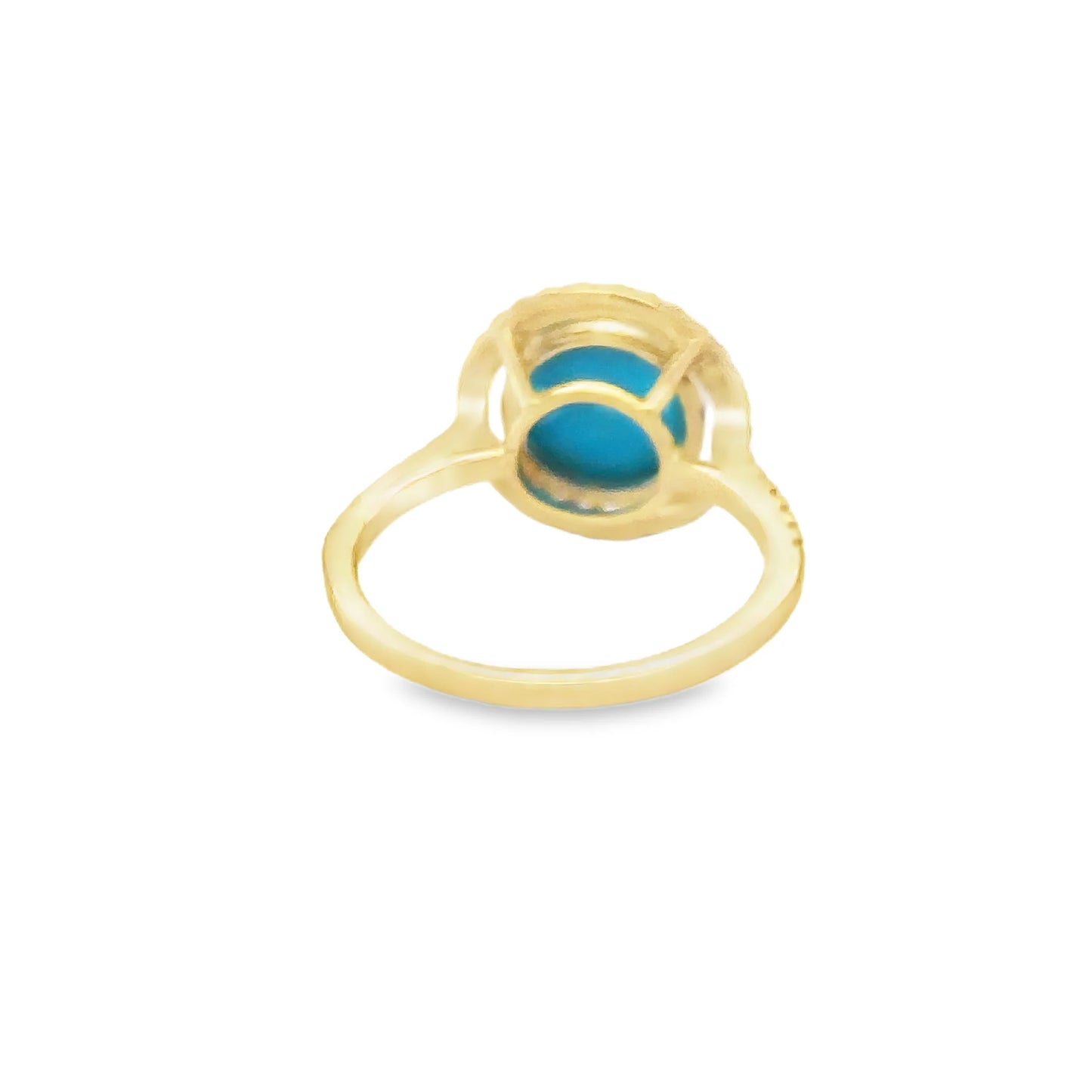 14KT YELLOW GOLD TURQUOISE AND DIAMONDS RING