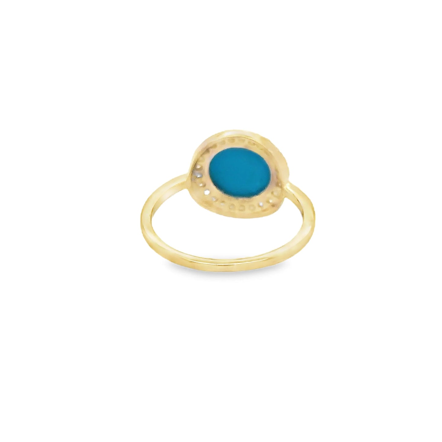 14KT YELLOW GOLD TURQUOISE RING WITH DIAMONDS