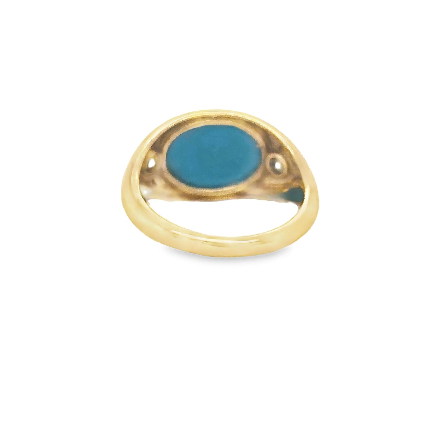 14KT YELLOW GOLD TURQUOISE RING WITH DIAMONDS