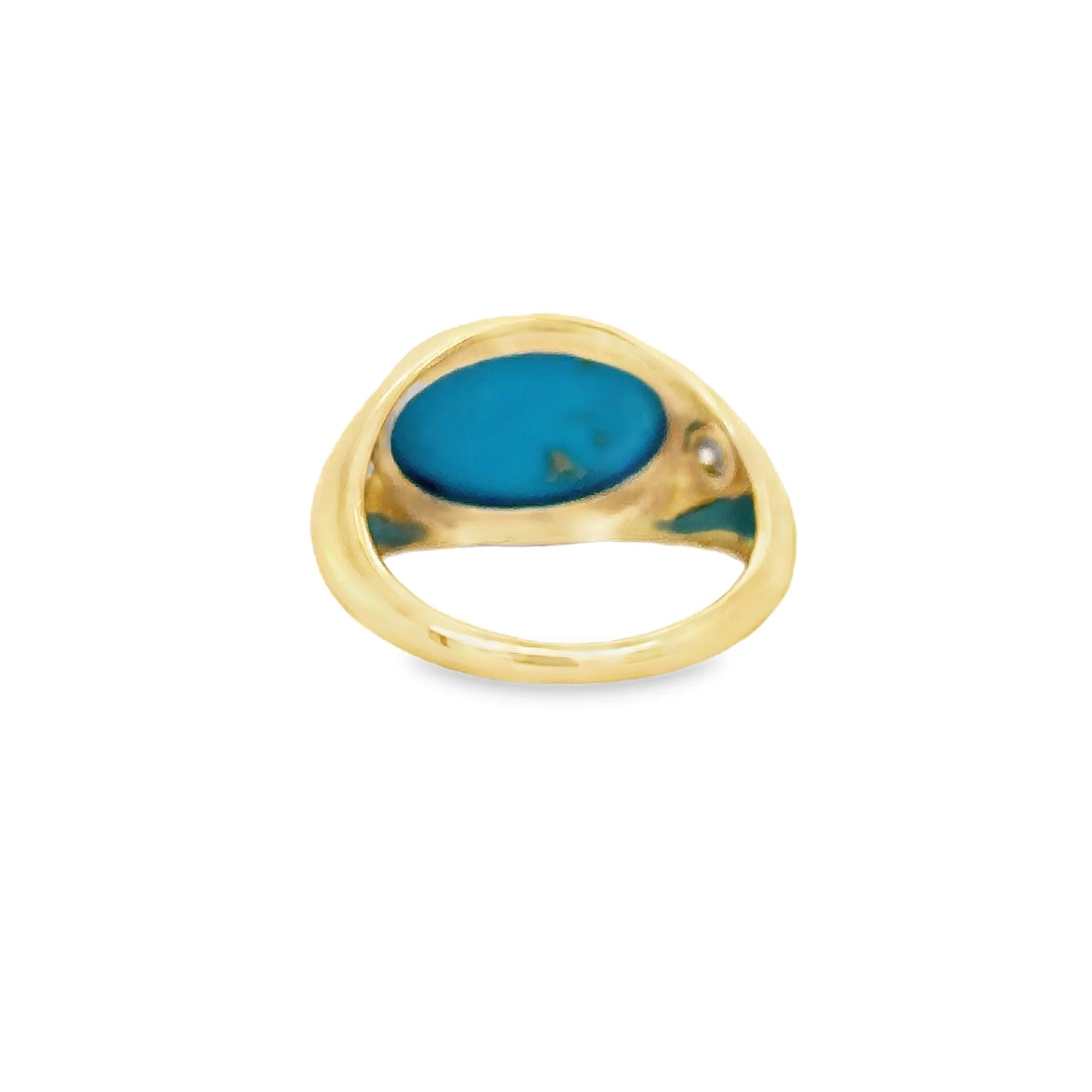 14KT YELLOW GOLD TURQUOISE RING WITH DIAMONDS