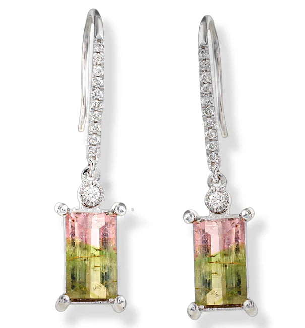 14KT. DIAMOND/TOURMALINE EARRINGS