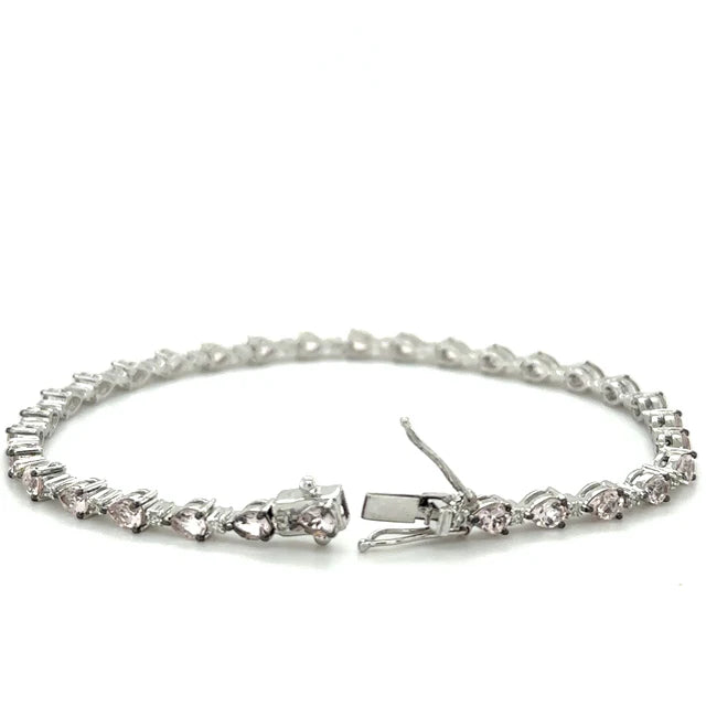 18KT WHITE GOLD MORGANITE AND DIAMONDS BRACELET