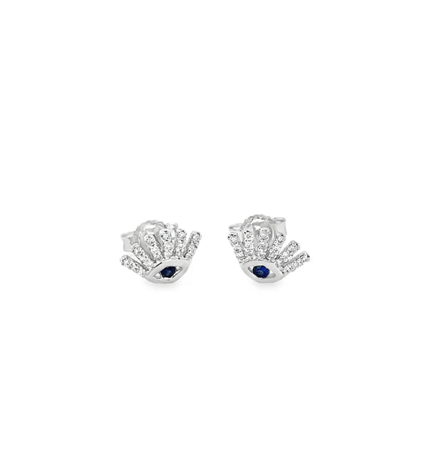 18KT WHITE GOLD SAPPHIRE AND DIAMONDS EVIL EYE EARRING