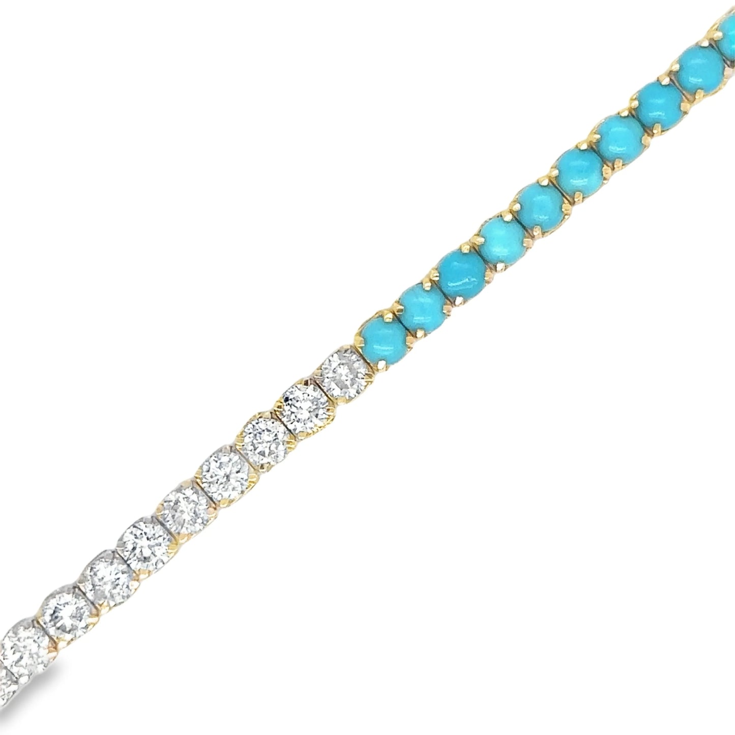 14KT YELLOW GOLD TURQUOISE AND DIAMONDS BRACELET
