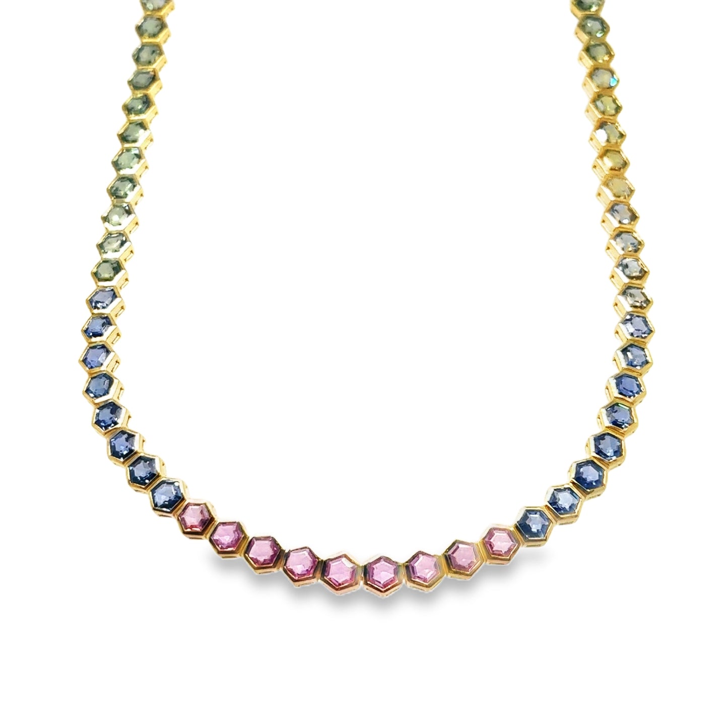 14KT GOLD MULTI SAPPHIRE NECKLACE