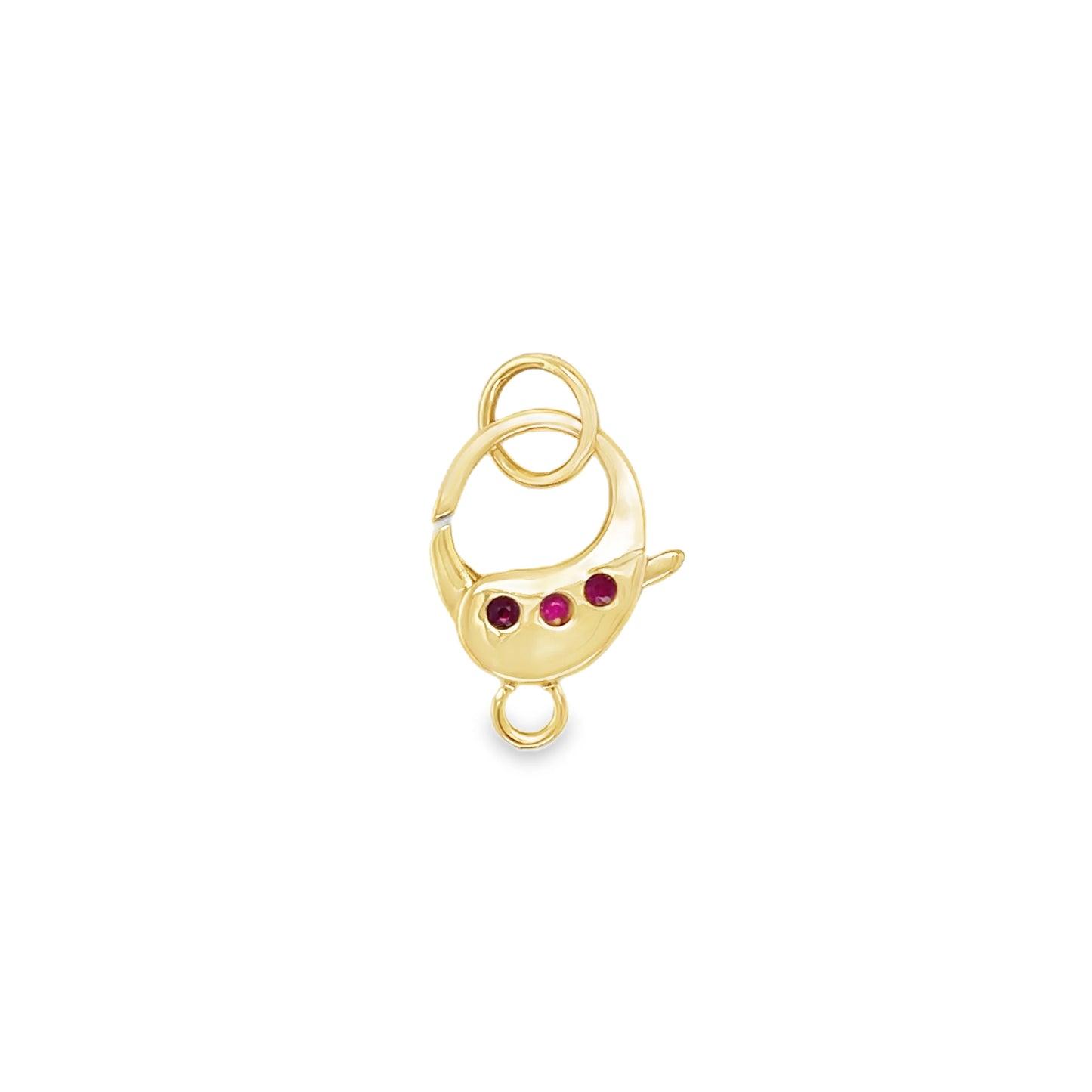 14KT YELLOW GOLD RUBY LOBSTER LOCK
