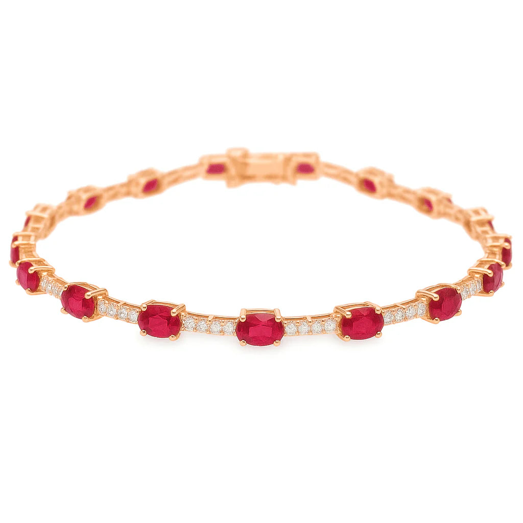 14KT GOLD RUBY AND DIAMONDS BRACELET