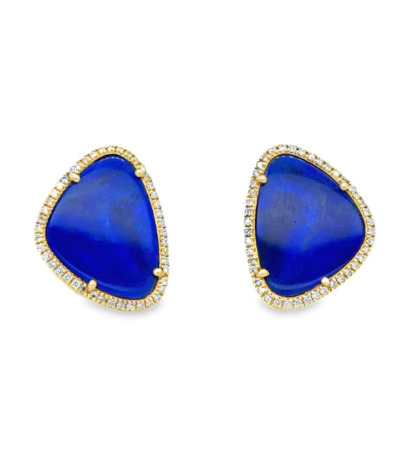 14KT YELLOW GOLD OPAL AND DIAMOND EARRING