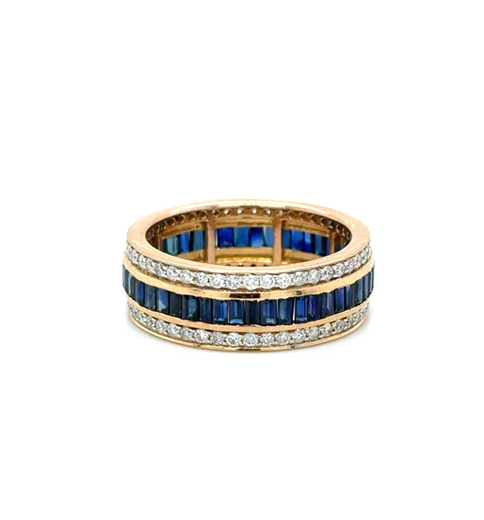 18KT ROSE GOLD SAPPHIRE AND DIAMONDS RING