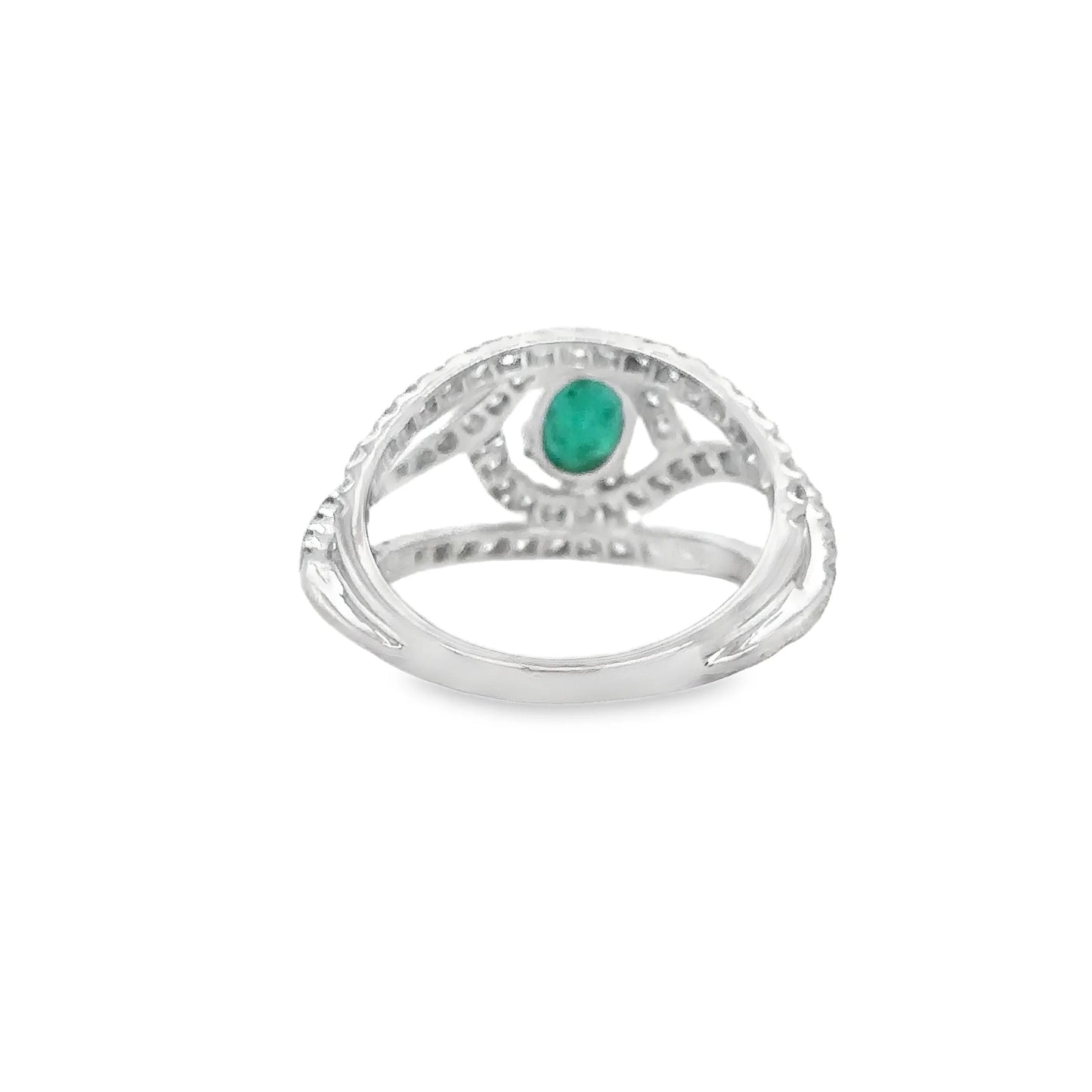 18KT WHITE GOLD EMERALD AND DIAMONDS RING