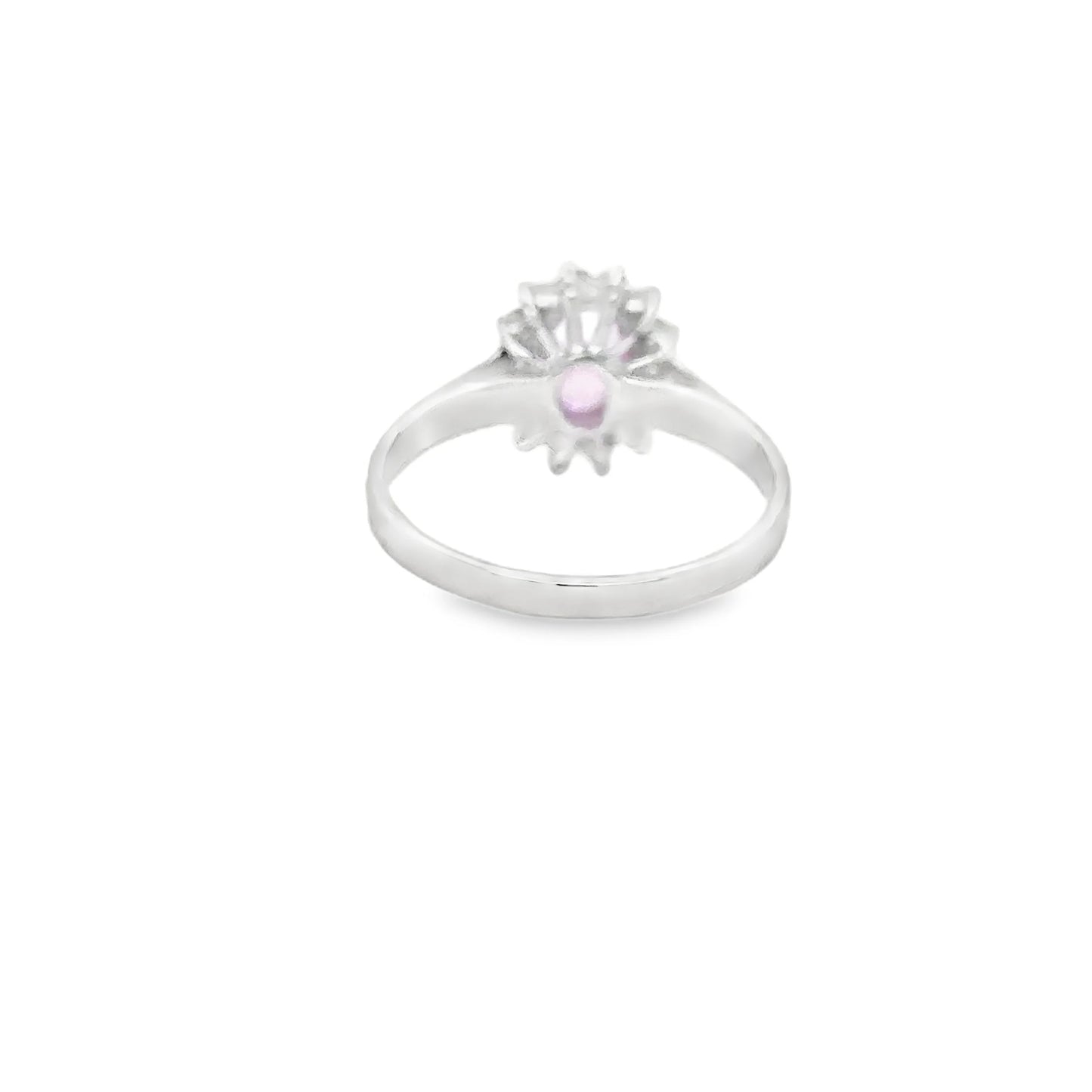 18KT WHITE GOLD PINK SAPPHIRE AND DIAMONDS RING