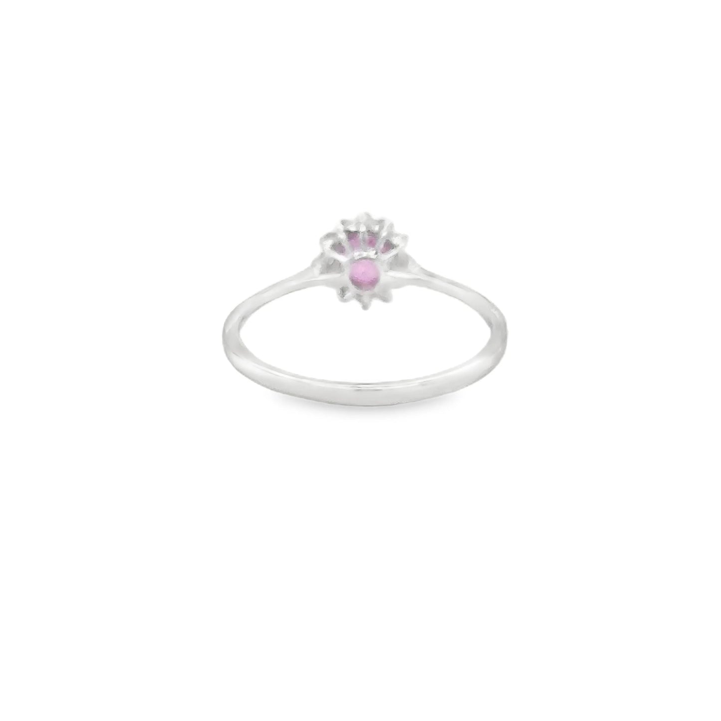18KT WHITE GOLD PINK SAPPHIRE AND DIAMONDS RING