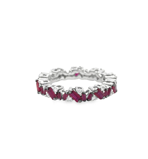 18KT WHITE GOLD RUBY AND DIAMONDS RING
