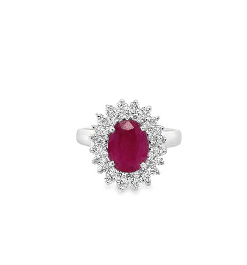 18KT WHITE GOLD RUBY AND DIAMONDS RING