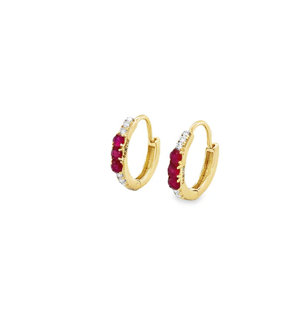 DIAMOND AND RUBY HUGGIES EARRING
