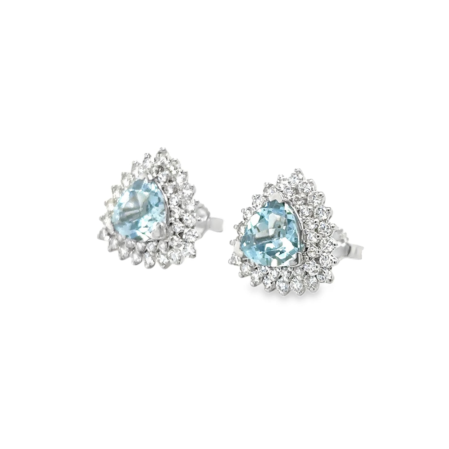 14KT GOLD AND WHITE GOLD AQUAMARINE WITH DIAMONDS EARRING
