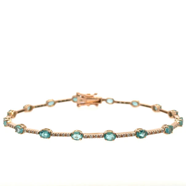 18KT ROSE GOLD EMERALD AND DIAMONDS BRACELET