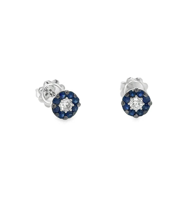 18KT WHITE GOLD SAPPHIRE AND DIAMOND EARRING