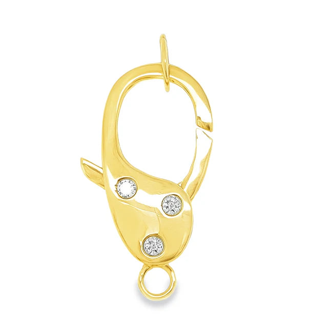 14KT YELLOW GOLD DIAMOND LOBSTER LOCK
