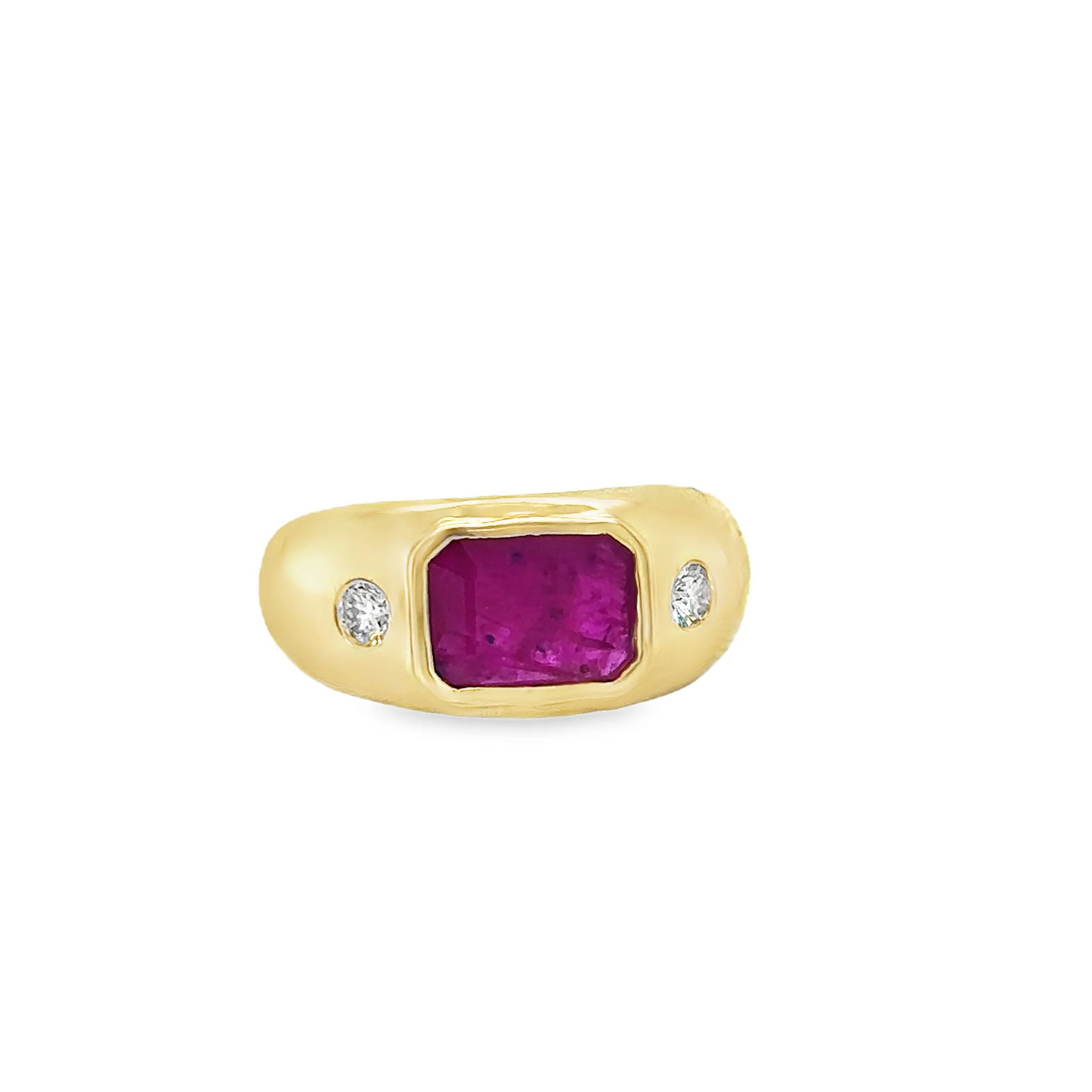 14KT YELLOW GOLD RUBY RING WITH DIAMONDS