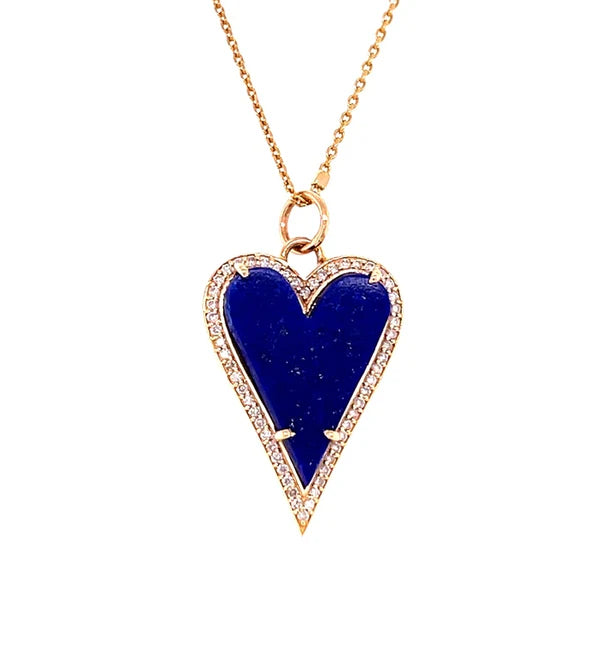 14KT YELLOW GOLD LAPIS HEART PENDANT