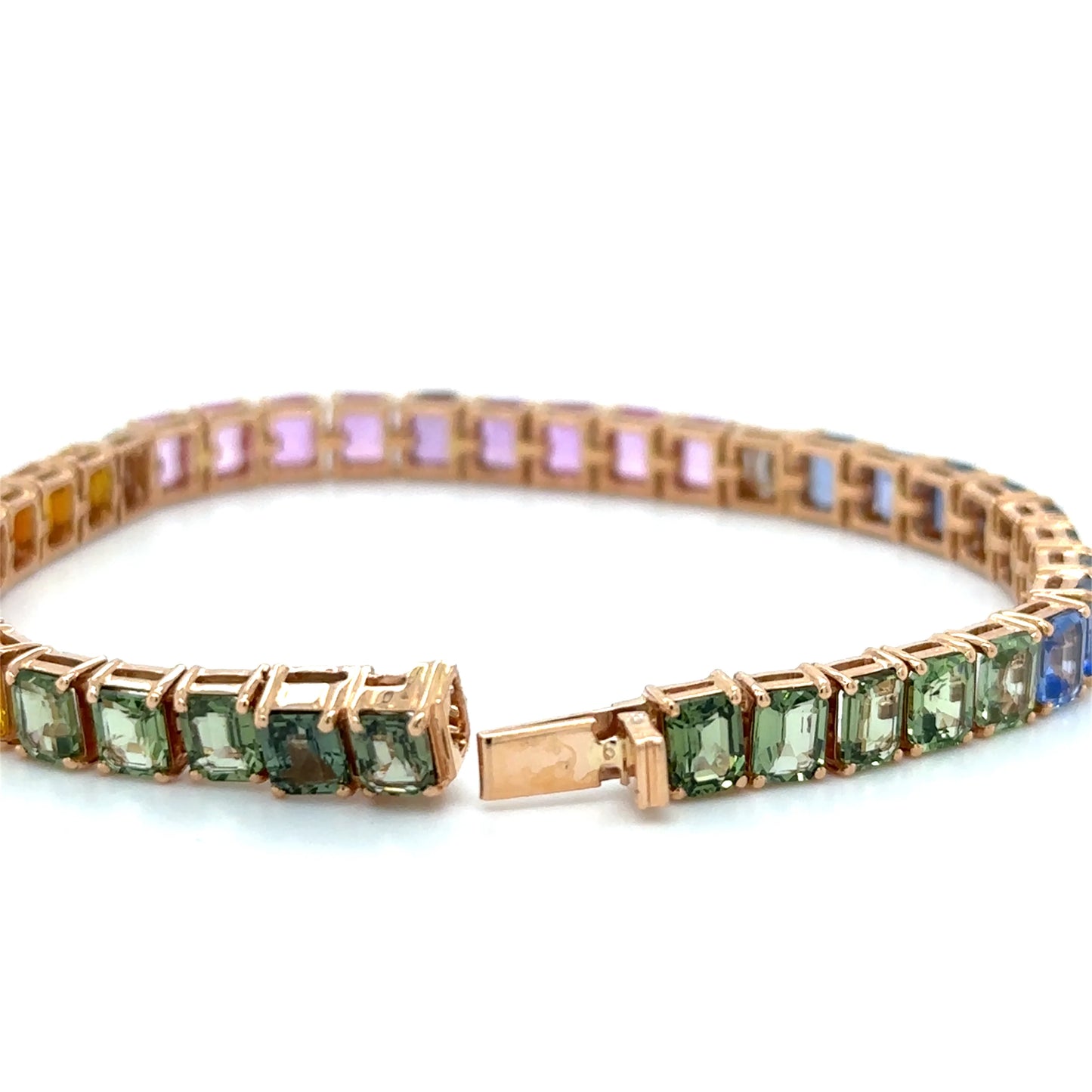 18KT ROSE GOLD MULTI SAPPHIRE AND DIAMONDS BRACELET