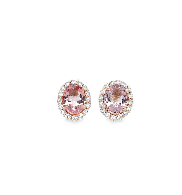 14KT ROSE GOLD MORGANITE AND DIAMONDS EARRING