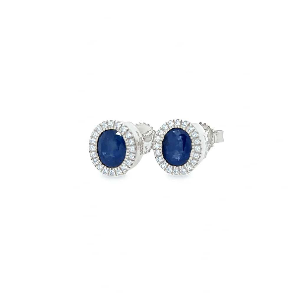 14KT GOLD AND WHITE GOLD BLUE SAPPHIRE WITH DIAMONDS EARRING