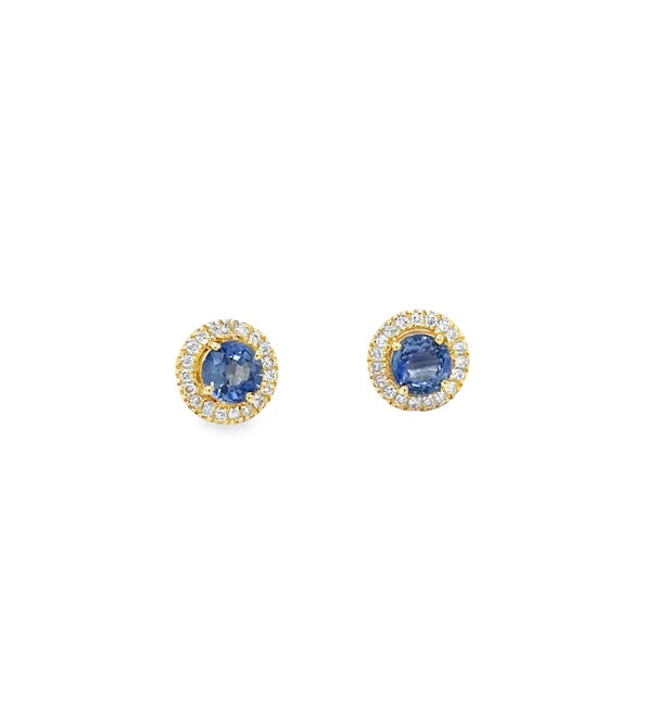 14KT YELLOW GOLD SAPPHIRE AND DIAMONDS EARRING