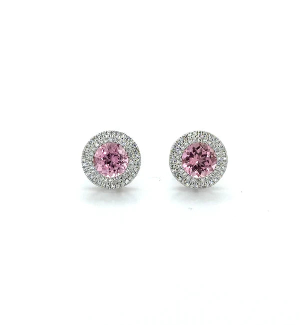 14KT WHITE GOLD PINK TOURMALINE AND DIAMONDS EARRING