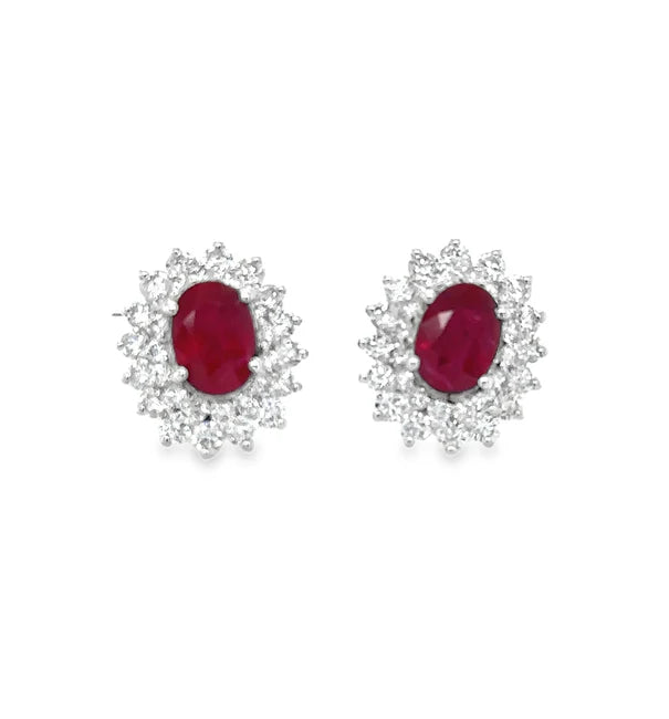 18KT WHITE GOLD RUBY AND DIAMONDS EARRING