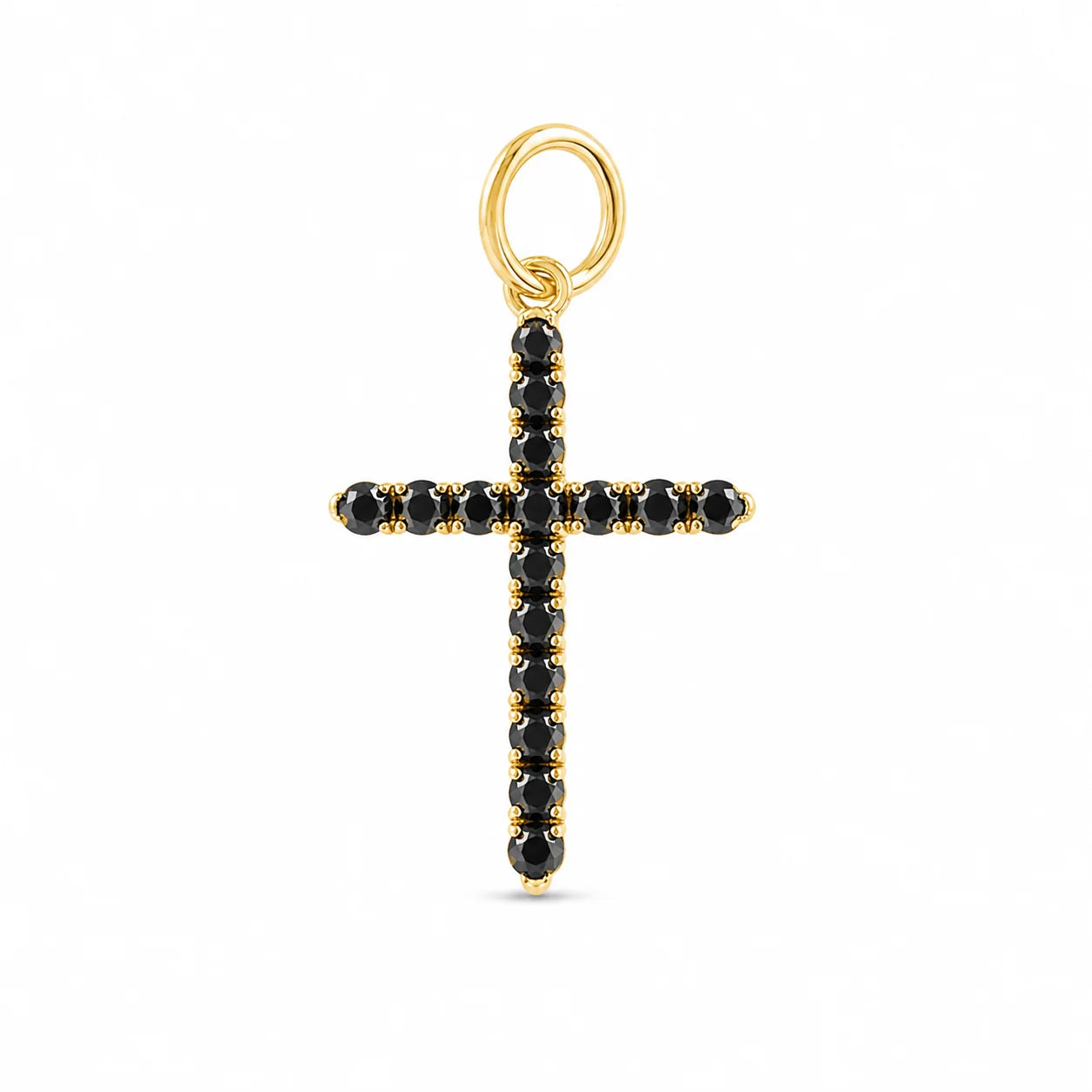 14KT GOLD BLACK DIAMOND CROSS PENDANT