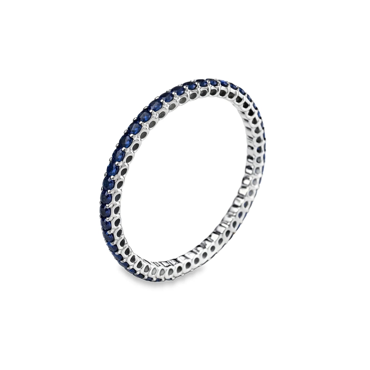 18KT GOLD FULL ETERNITY BLUE SAPPHIRE RING BAND