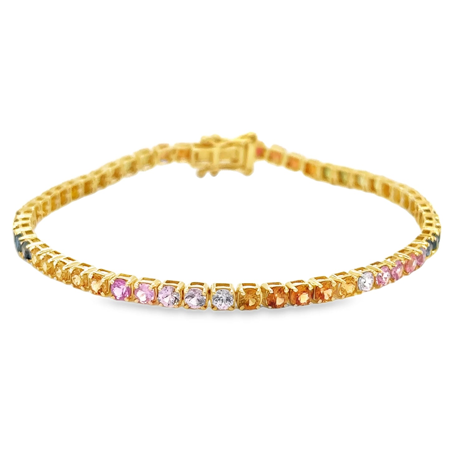 14KT GOLD MULTI SAPPHIRE TENNIS BRACELET