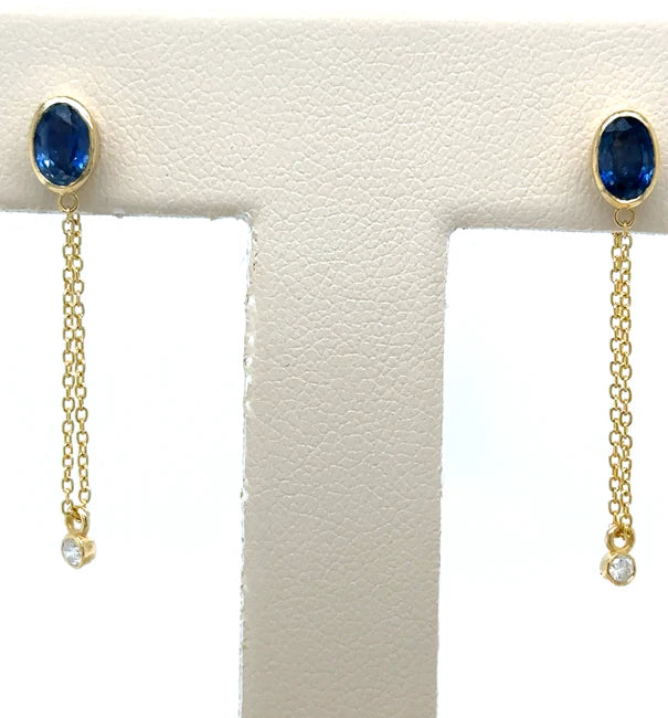 14KT YELLOW GOLD SAPPHIRE OVAL SHAPE EARRING
