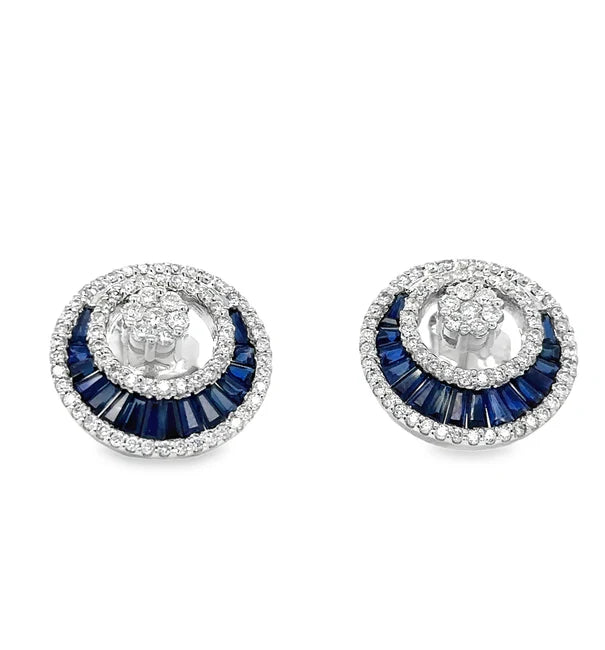 18KT WHITE GOLD SAPPHIRE AND DIAMONDS EARRING