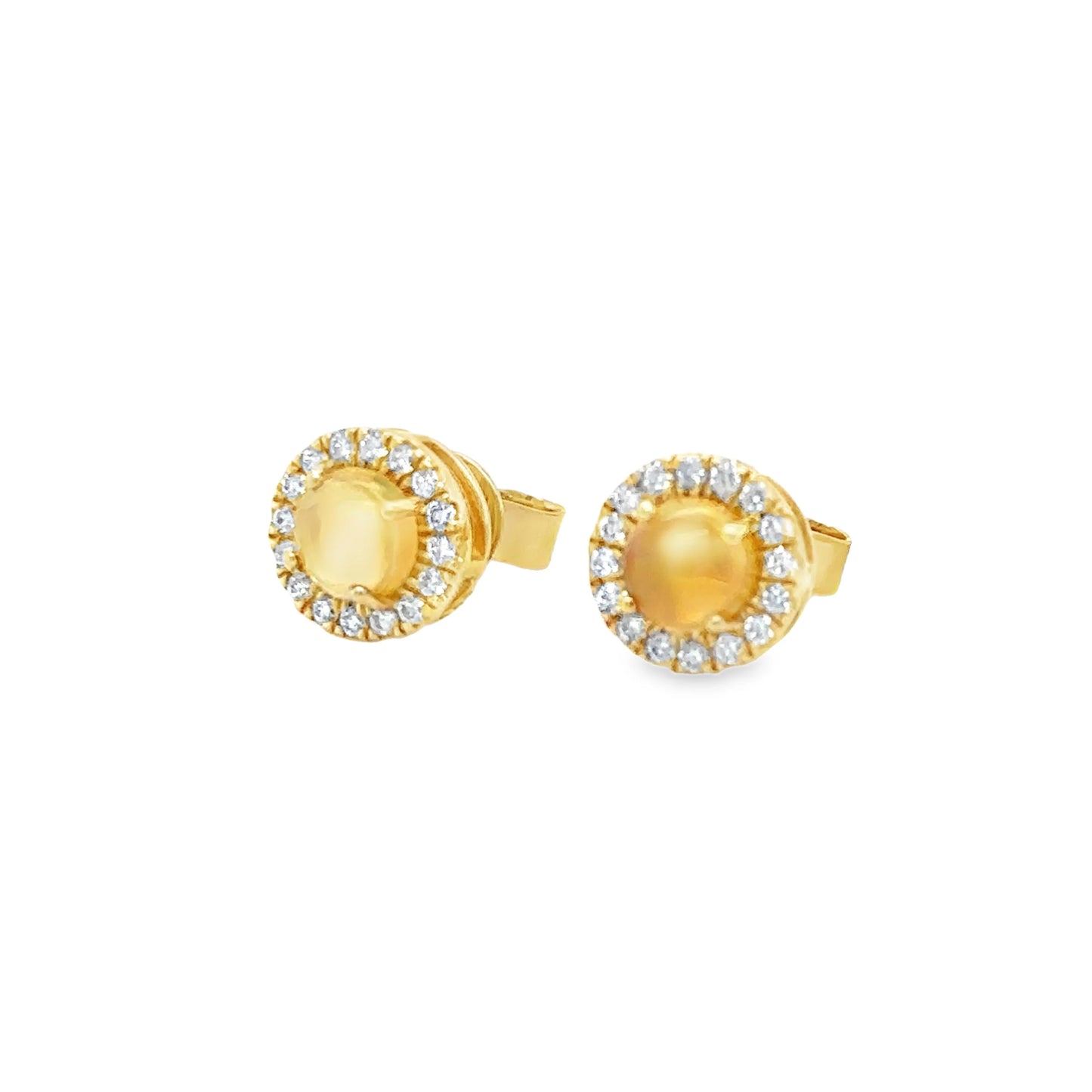 14KT GOLD DIAMOND ETHIOPIAN OPAL CIRCLE SHAPE EARRING