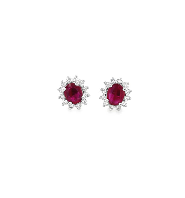 18KT WHITE GOLD RUBY AND DIAMONDS EARRING