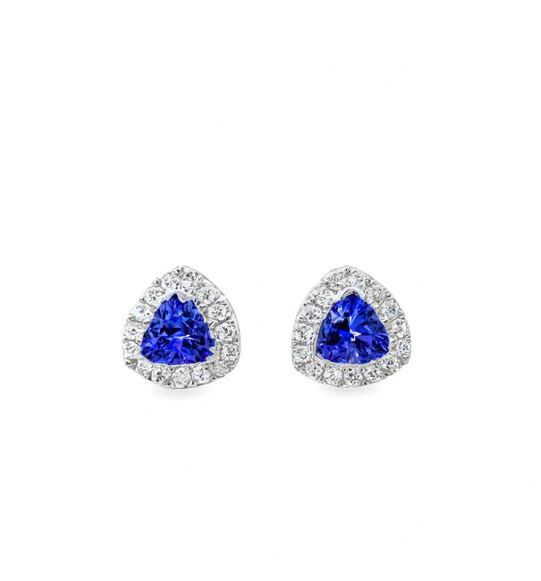 14KT GOLD TANZANITE AND DIAMONDS STUD EARRING