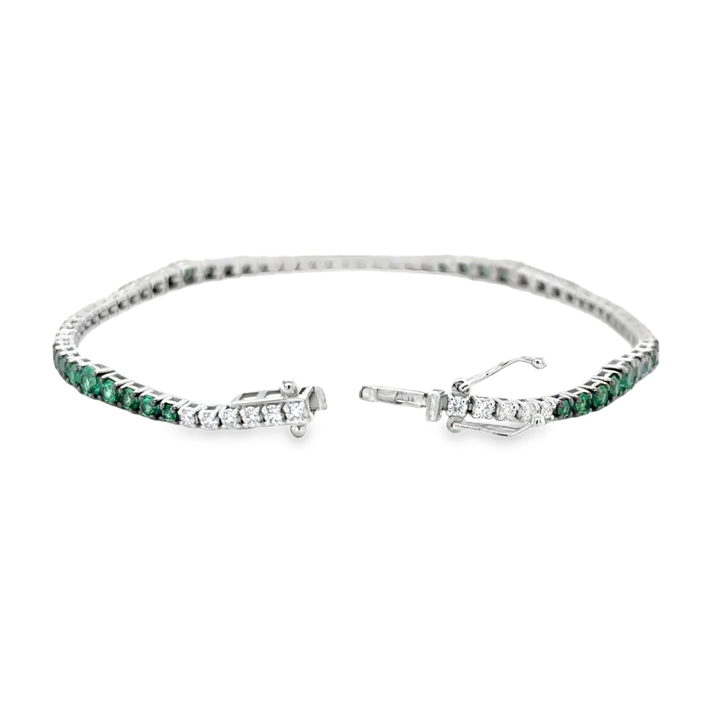 18K WHITE GOLD EMERALD AND DIAMOND BRACELET