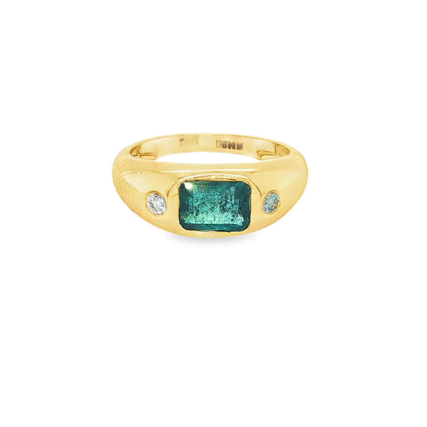14KT YELLOW GOLD EMERALD RING WITH DIAMONDS