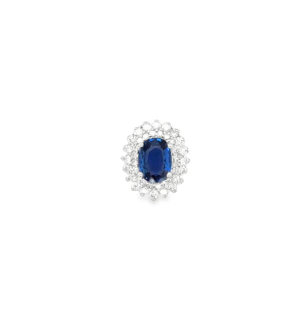 18KT WHITE GOLD DIAMOND AND SAPPHIRE PENDENT