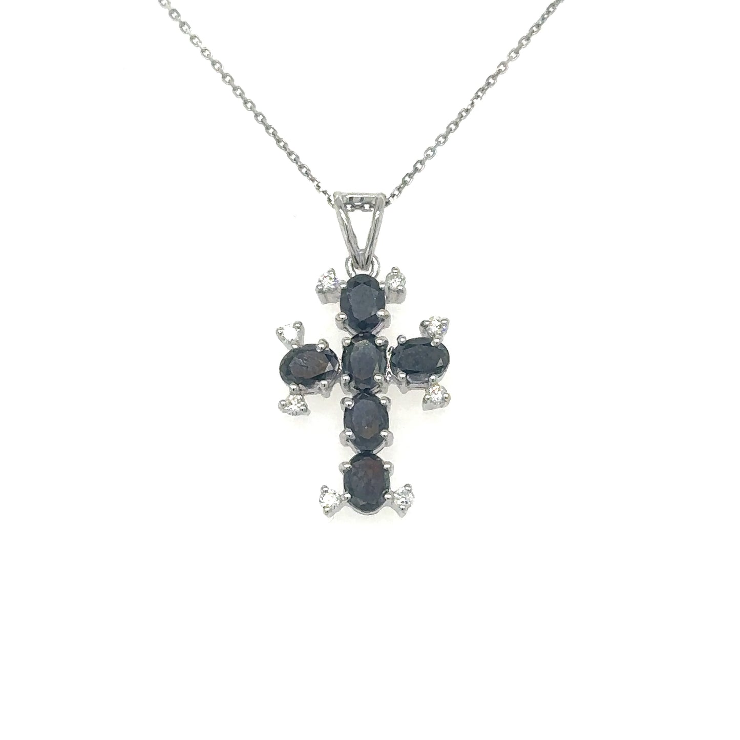 14KT YELLOW GOLD CROSS WITH BLACK DIAMONDS PENDANT