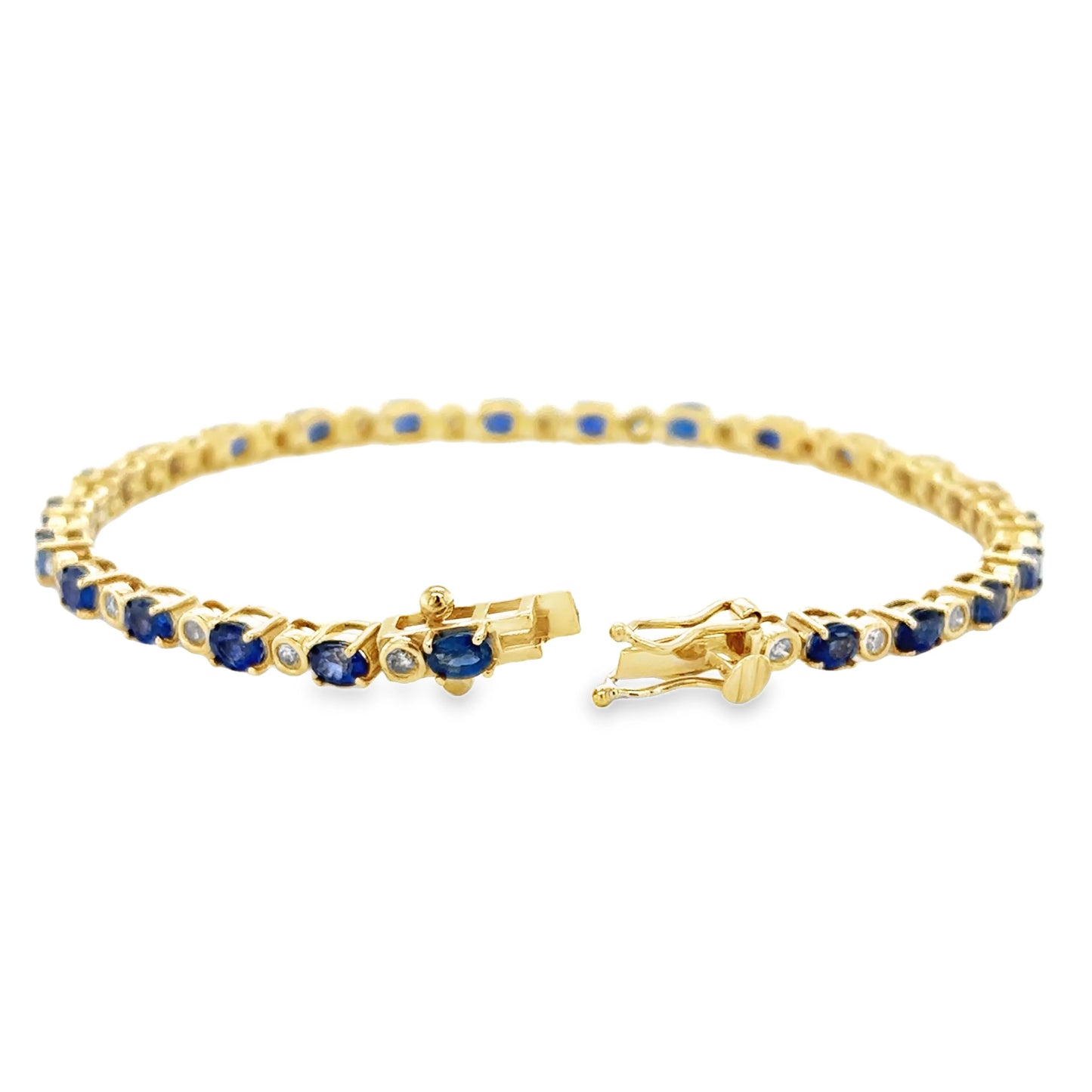 14KT YELLOW GOLD SAPPHIRE AND CHAMPAGNE DIAMONDS BRACELET