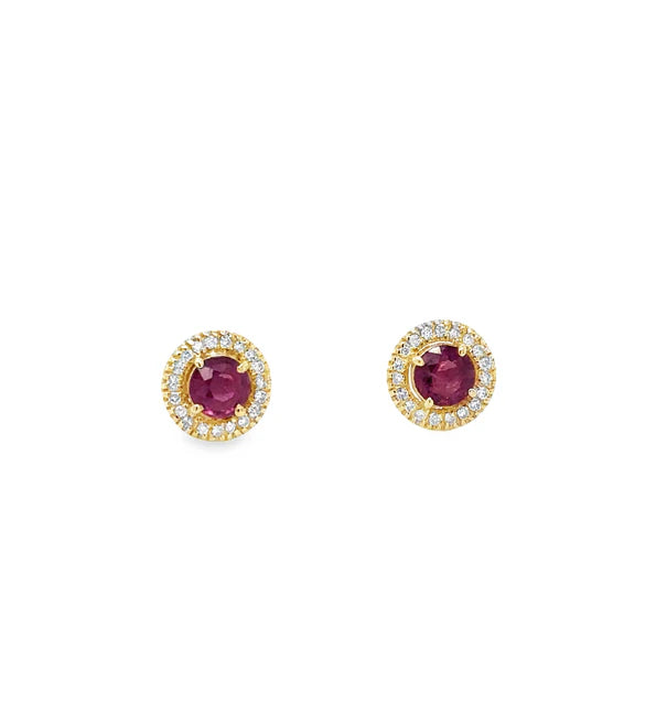 14KT YELLOW GOLD RUBY AND DIAMONDS EARRING