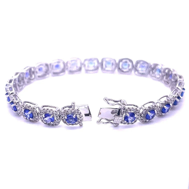 14KT DIAMOND TANZANITE CUSHION SHAPE BRACELET