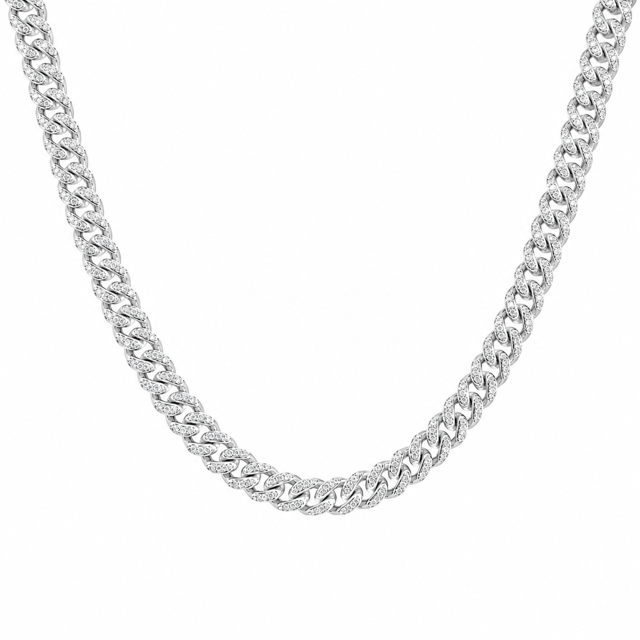 14KT WHITE GOLD DIAMOND CUBAN NECKLACE
