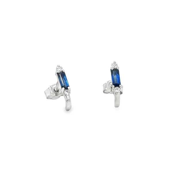 18KT WHITE GOLD SAPPHIRE AND DIAMOND EARRING