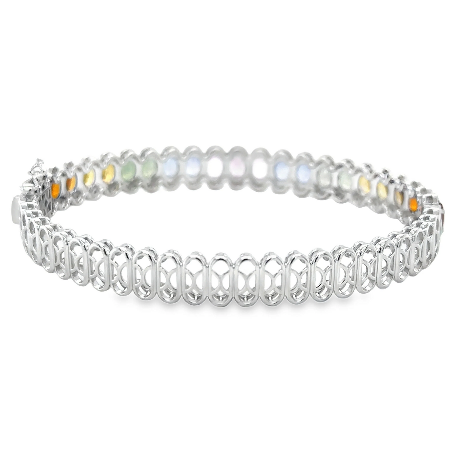 14KT WHITE GOLD DIAMOND AND MULTI SAPPHIRE BRACELET